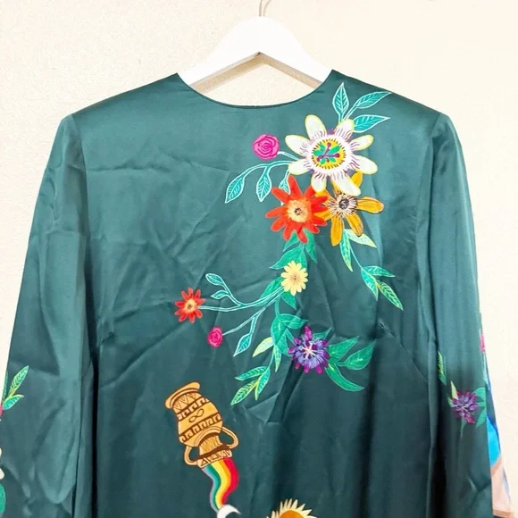 Alemais Agatha Printed Graphic Maxi Midi Slit Belted Dark Green Dress size US 6 - Picture 14 of 15